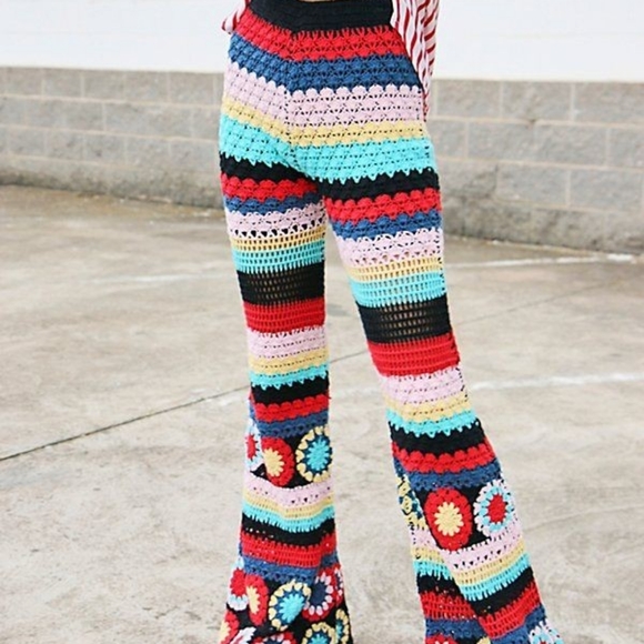 Bohemian vintage style crochet flare pants - Picture 3 of 4